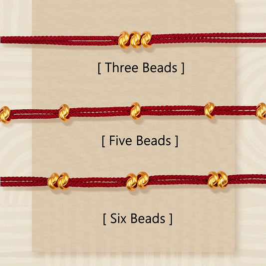 Buddha Stones 999 Gold Wish Knot Design Handmade Luck Braided Rope Bracelet