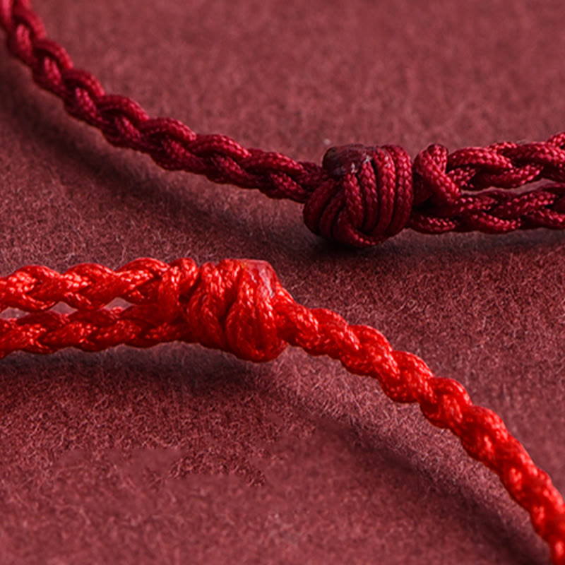 Buddha Stones 999 Gold Small Peace Buckle Design Handmade Luck Braided Rope Bracelet Anklet