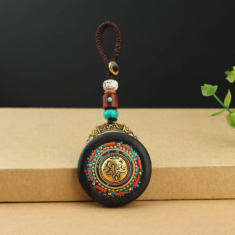 Piedras de Buda tibetano Shankha Concha Om Mani Padme Hum Lotus Fu personaje calabaza paz llavero