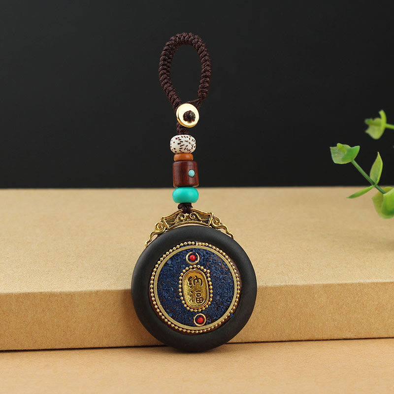 Piedras de Buda tibetano Shankha Concha Om Mani Padme Hum Lotus Fu personaje calabaza paz llavero