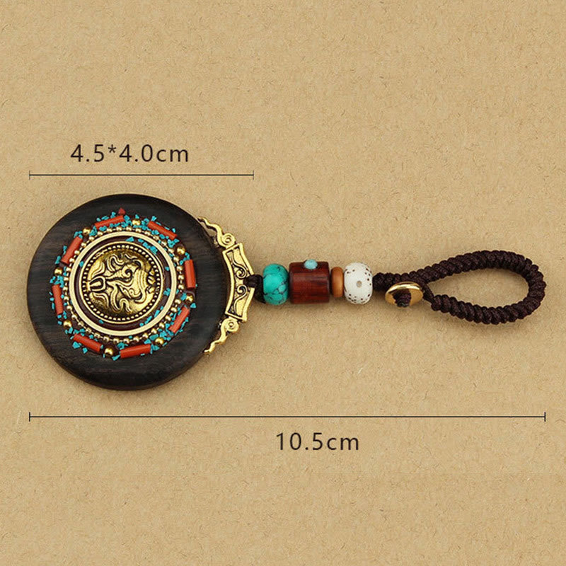 Piedras de Buda tibetano Shankha Concha Om Mani Padme Hum Lotus Fu personaje calabaza paz llavero