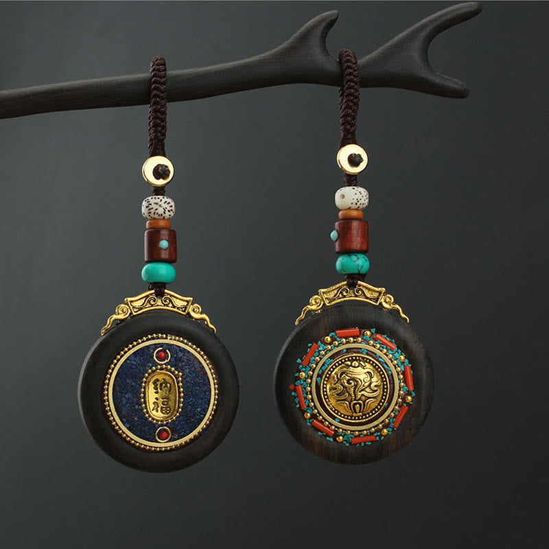 Piedras de Buda tibetano Shankha Concha Om Mani Padme Hum Lotus Fu personaje calabaza paz llavero