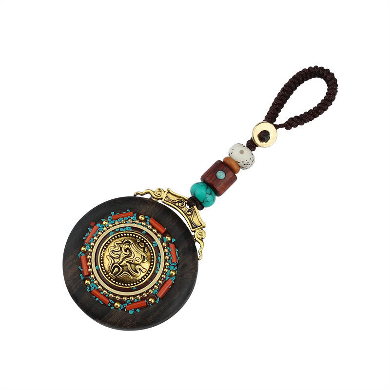 Piedras de Buda tibetano Shankha Concha Om Mani Padme Hum Lotus Fu personaje calabaza paz llavero