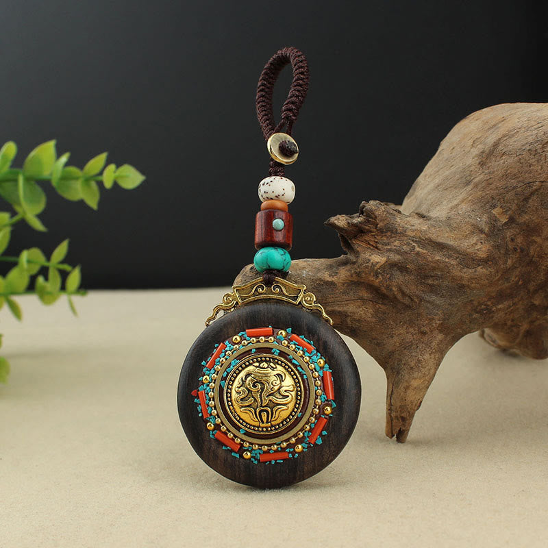 Piedras de Buda tibetano Shankha Concha Om Mani Padme Hum Lotus Fu personaje calabaza paz llavero