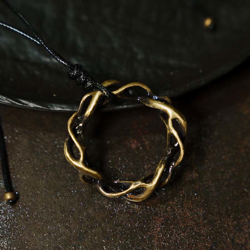 Collar con colgante de la suerte hecho a mano con piedras de Buda de cobre y latón vintage