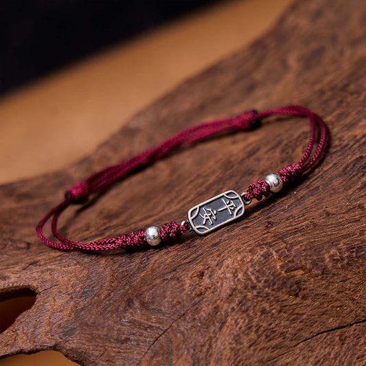 Buddha Stones Handgefertigtes 925 Sterling Silber Frieden und Freude Sicherer Brunnenschutz Geflochtenes Armband