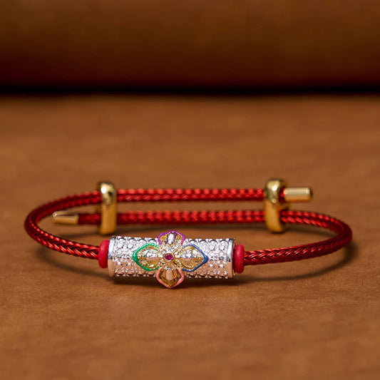 Pulsera de hilo rojo de cobre con piedras de Buda y la suerte