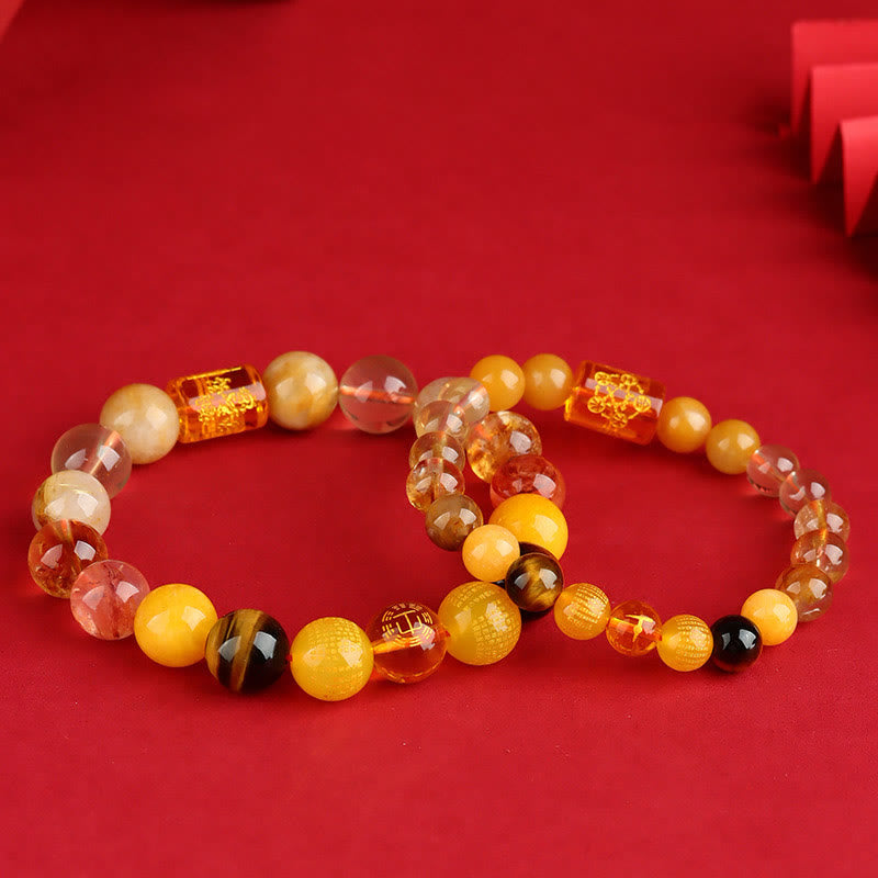 Pulsera de ágata de cristal con piedras de Buda, Dios de la Riqueza, Cinco Elementos y la Suerte