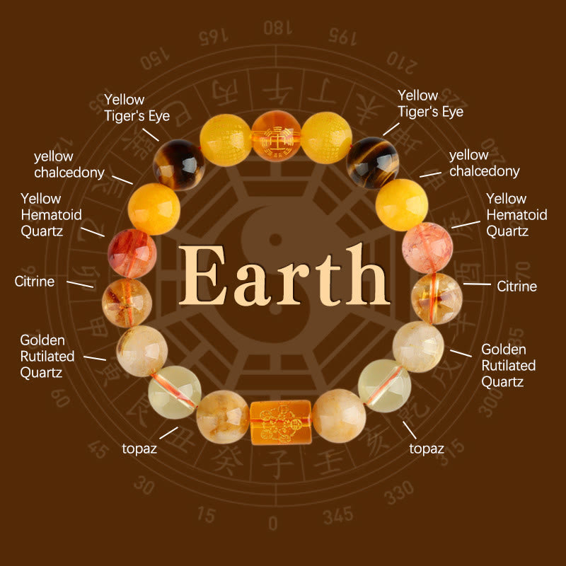 Pulsera de ágata de cristal con piedras de Buda, Dios de la Riqueza, Cinco Elementos y la Suerte