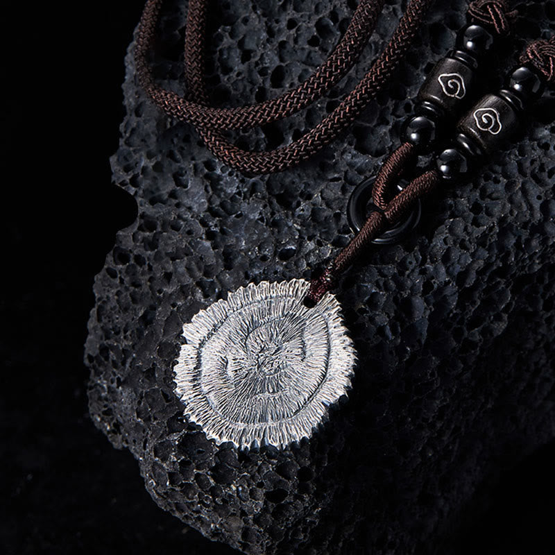 Collar con colgante de cuerda de algodón de Sophora Flavescens de plata de ley 999 con piedras de Buda