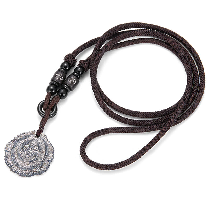 Collar con colgante de cuerda de algodón de Sophora Flavescens de plata de ley 999 con piedras de Buda