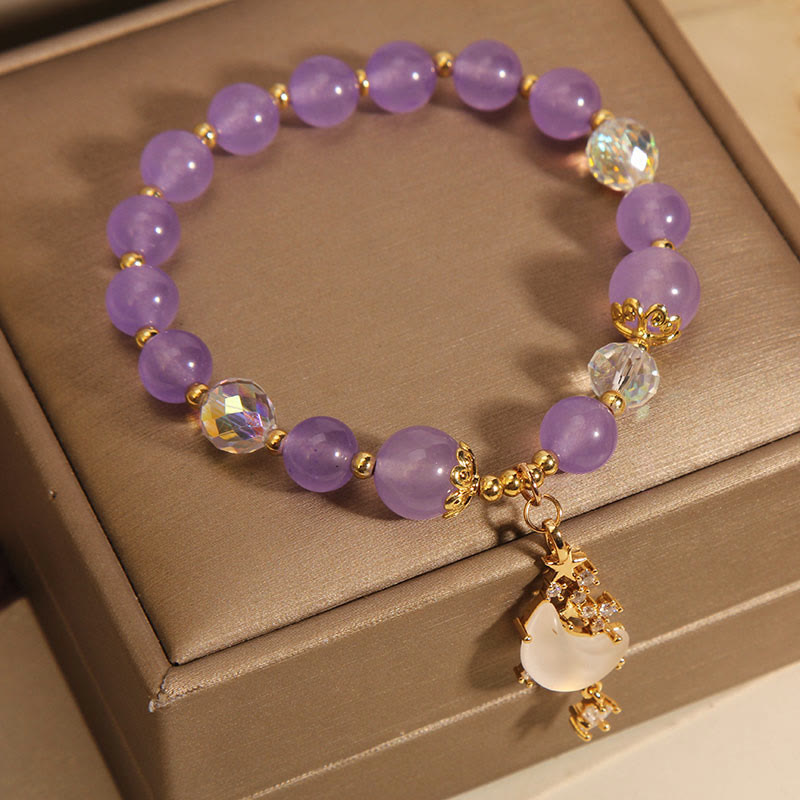 Buddha Stones Amethyst Mond Stern Chalcedon Spirituelles Heilungsarmband