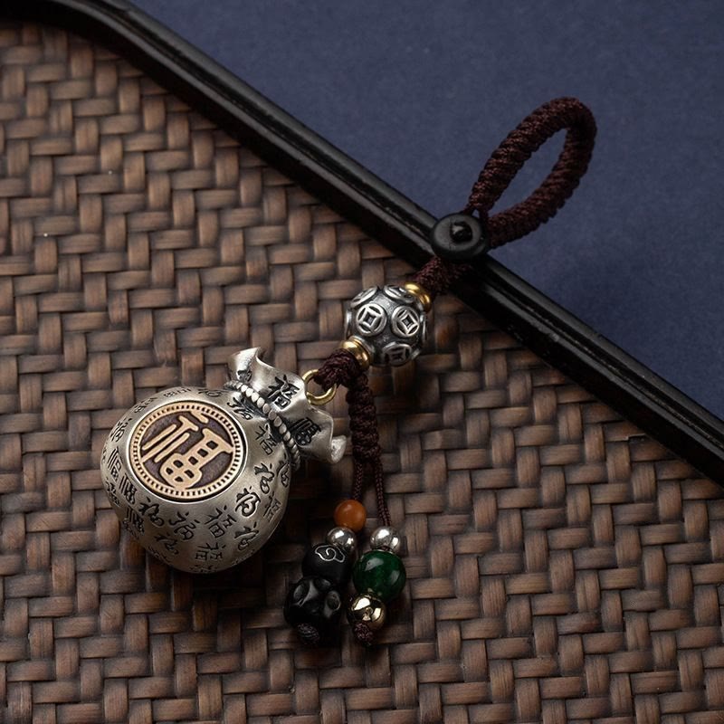 Bolsa de dinero con el personaje Fu de Buddha Stones para ganar dinero todos los días. Llavero de la fortuna.