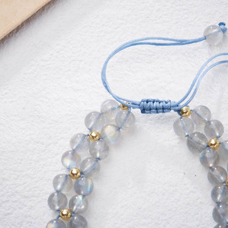 Pulsera de hilo curativo de bambú con mariposas y piedra lunar natural de Buddha Stones