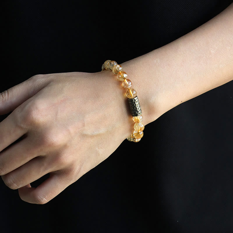 Pulsera de doble vuelta con protección de semillas de Bodhi, citrino y sándalo, piedras de Buda
