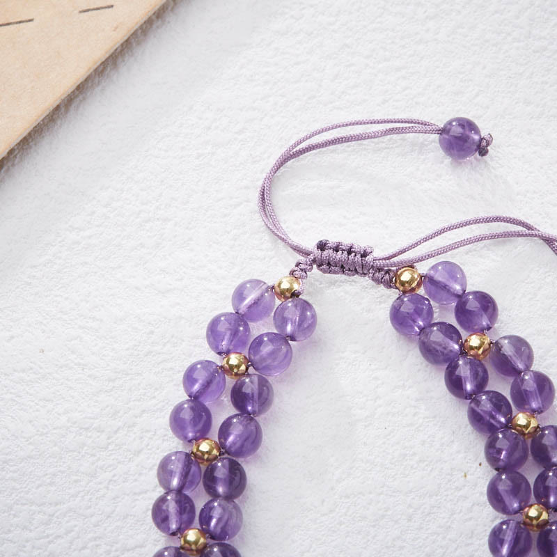 Pulsera de hilo trenzado con piedras de Buda, amatista, mariposa y bambú que alivia el estrés.
