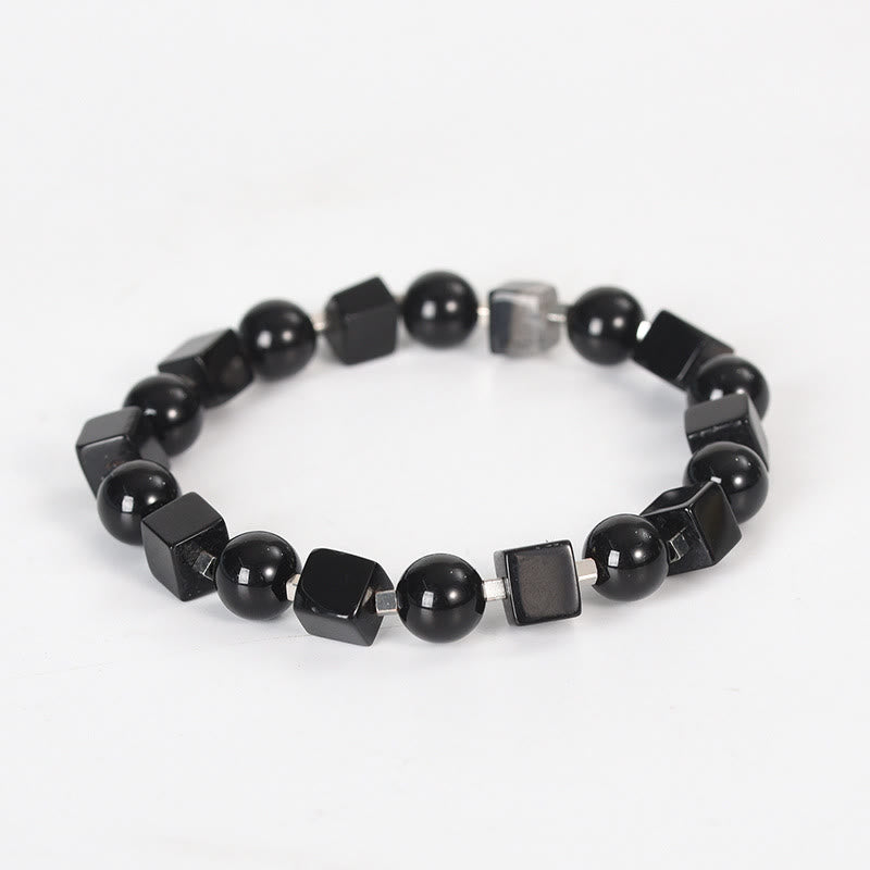 Pulsera de purificación de obsidiana negra con varios cristales y piedras de Buda