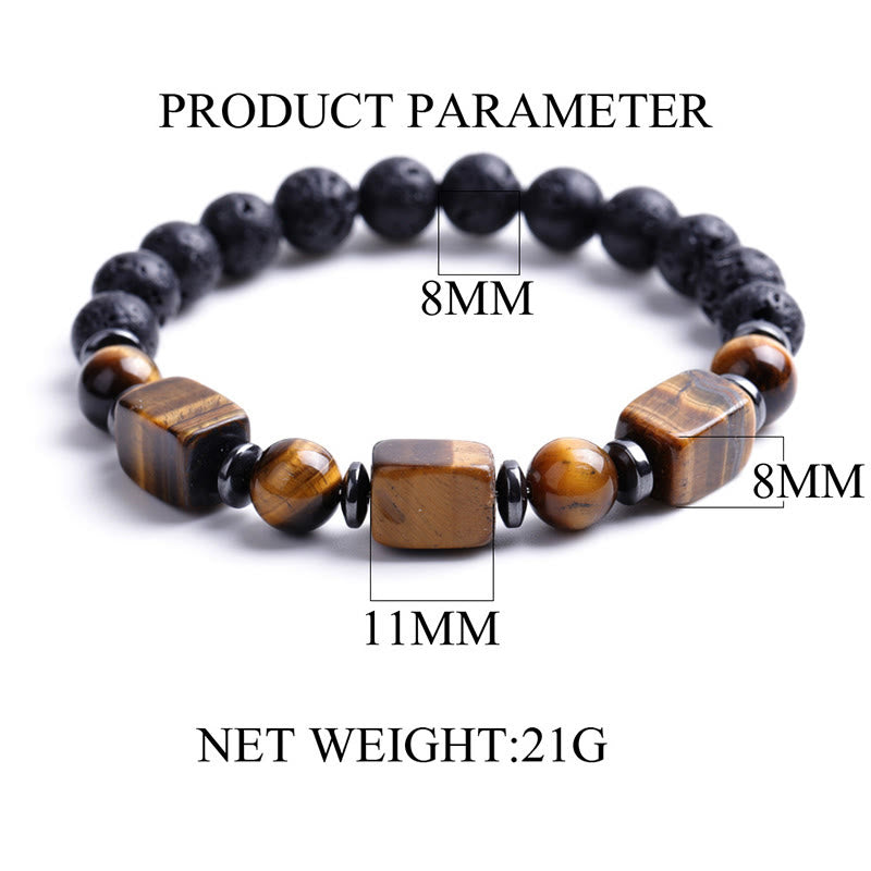 Pulsera de piedra de lava con cristales variados y piedras de Buda