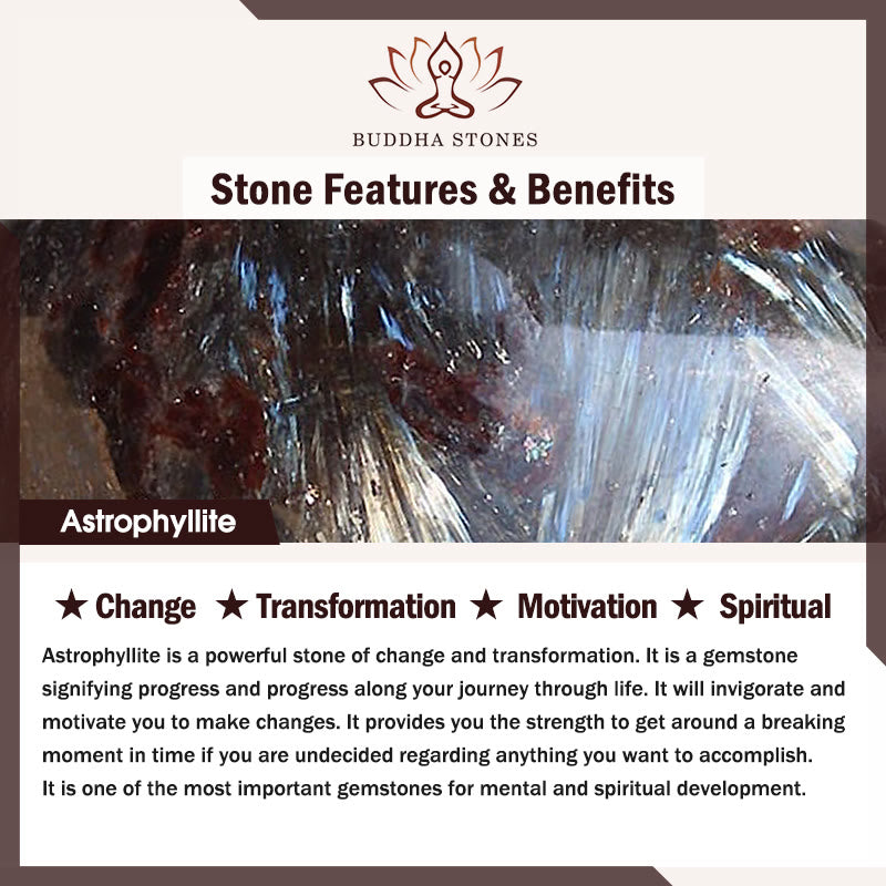 Pulsera de transformación de astrofilita con piedras de Buda