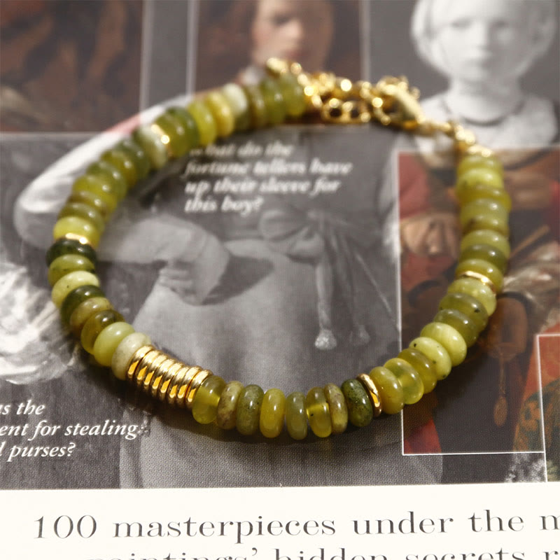 Pulsera de curación exitosa de jade cian dorado con piedras de Buda