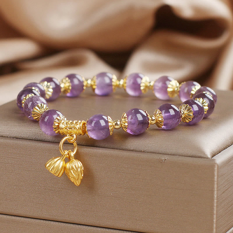 Pulsera de amatista con piedras de Buda que aumenta la nobleza