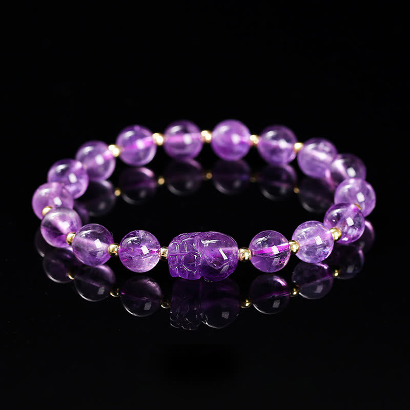 Pulsera de cristal rosa cálido con piedras de Buda y varios cristales PIXIU