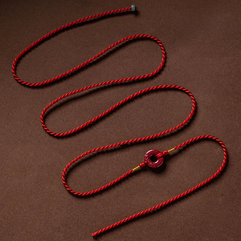 Cadena para el vientre de hilo rojo con hebilla de paz y cinabrio natural de piedras de Buda