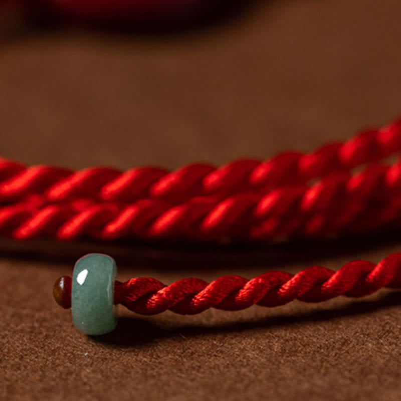 Cadena para el vientre de hilo rojo con hebilla de paz y cinabrio natural de piedras de Buda