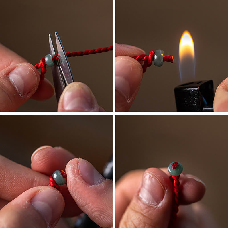 Cadena para el vientre de hilo rojo con hebilla de paz y cinabrio natural de piedras de Buda