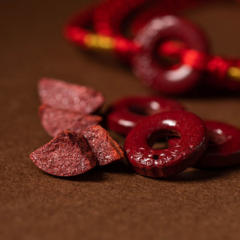 Cadena para el vientre de hilo rojo con hebilla de paz y cinabrio natural de piedras de Buda