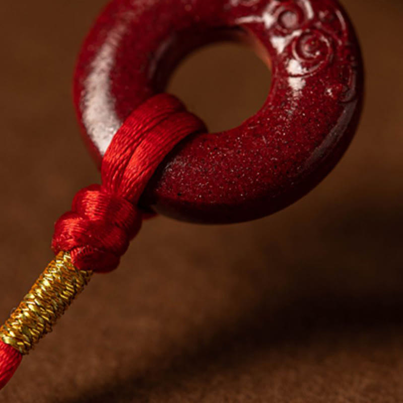 Cadena para el vientre de hilo rojo con hebilla de paz y cinabrio natural de piedras de Buda