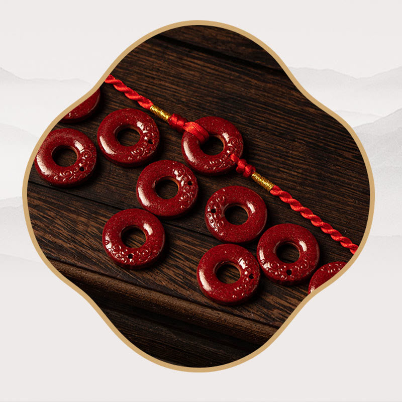Cadena para el vientre de hilo rojo con hebilla de paz y cinabrio natural de piedras de Buda