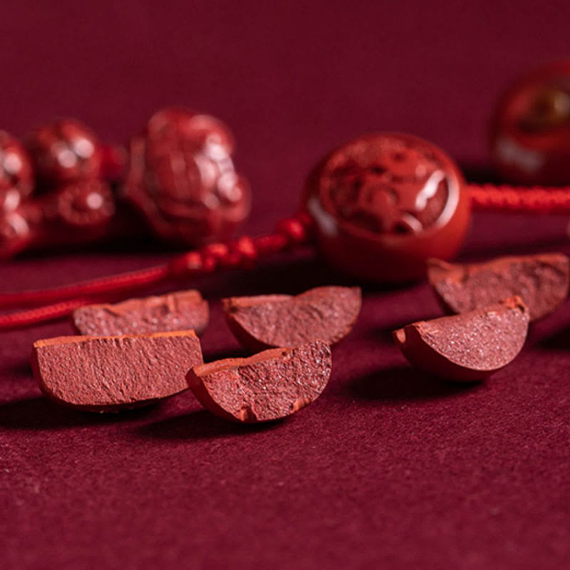 Cadena para el vientre con hilo rojo, piedras de Buda, cinabrio natural, símbolo del zodíaco chino, mango de Ruyi, símbolo Fu, bendición de loto