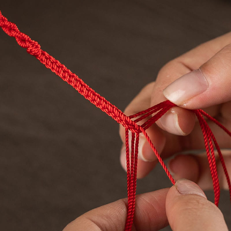 Cadena para el vientre de hilo rojo con bendición de calma y cinabrio natural de Buda PiXiu