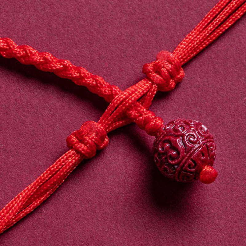 Cadena para el vientre de hilo rojo con bendición de calma y cinabrio natural de Buda PiXiu