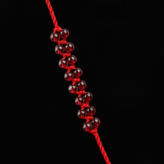 Buddha-Steine, chinesisches Sternzeichen, natürlicher Granat, Friedensschnalle, Segen, rote Schnur, Bauchkette