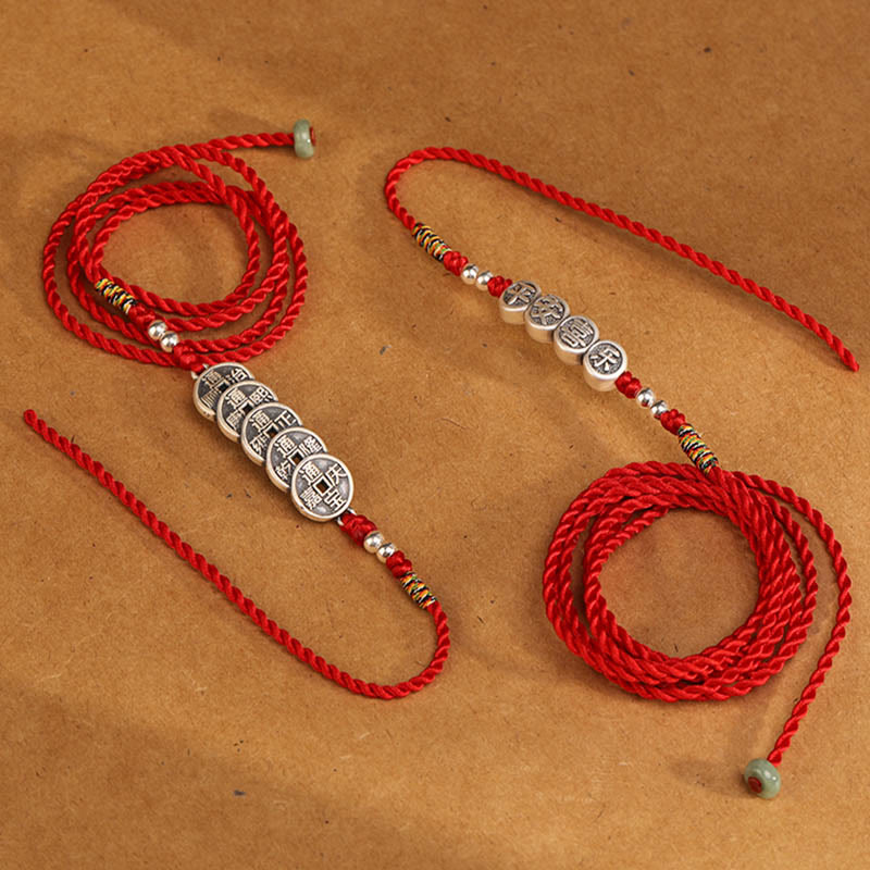 Cadena para el vientre con hilo rojo y bendición de plata de ley 999 con piedras de Buda
