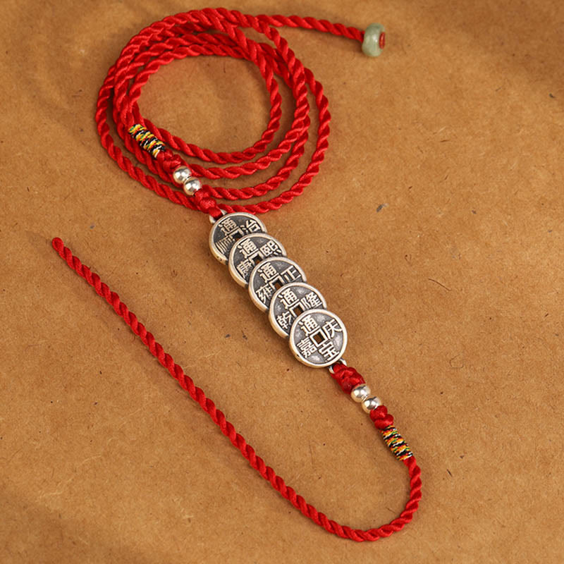 Cadena para el vientre con hilo rojo y bendición de plata de ley 999 con piedras de Buda