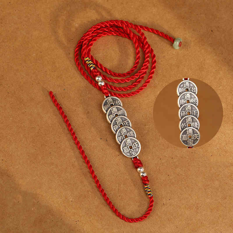 Cadena para el vientre con hilo rojo y bendición de plata de ley 999 con piedras de Buda