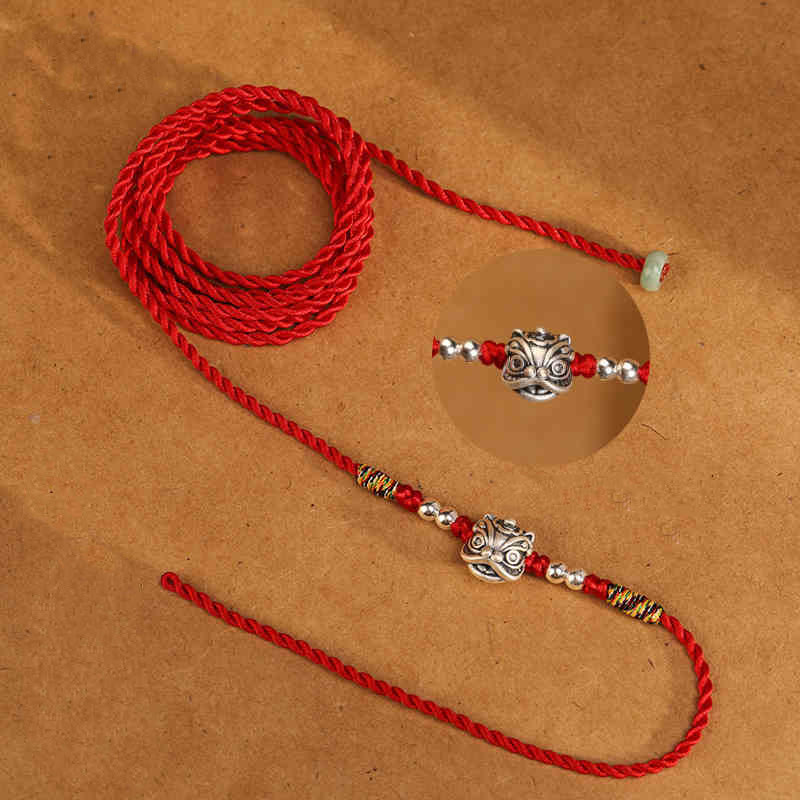 Cadena para el vientre con hilo rojo y bendición de plata de ley 999 con piedras de Buda