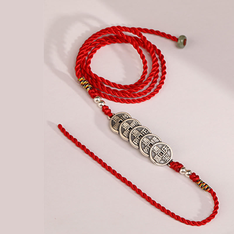 Cadena para el vientre con hilo rojo y bendición de plata de ley 999 con piedras de Buda
