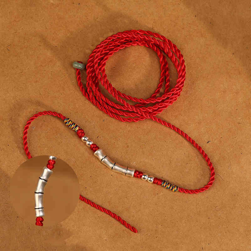 Cadena para el vientre con hilo rojo y bendición de plata de ley 999 con piedras de Buda