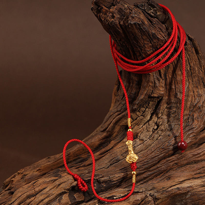 Cadena para el vientre de hilo rojo de oro macizo 999 con piedra de Buda