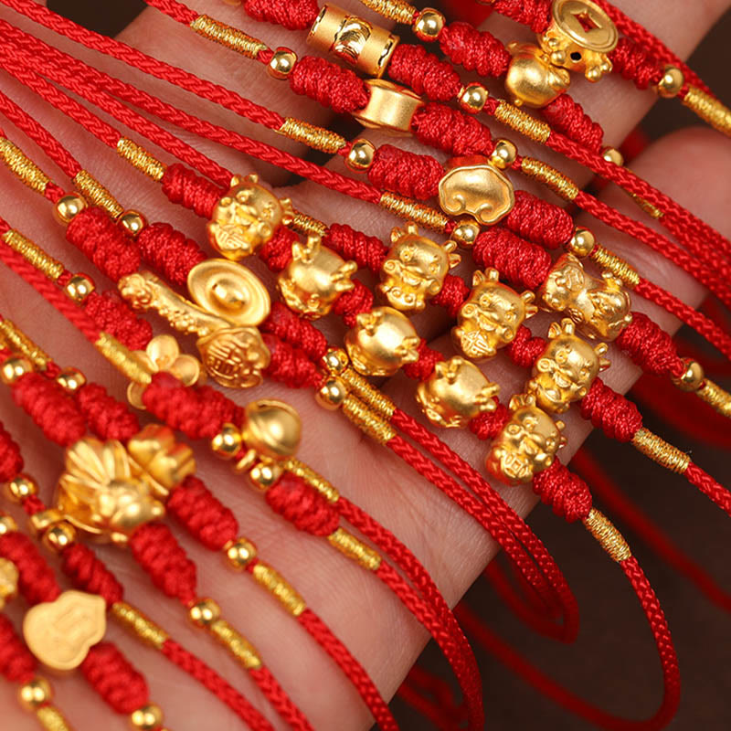 Cadena para el vientre de hilo rojo de oro macizo 999 con piedra de Buda