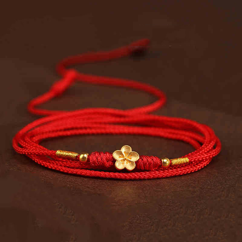 Cadena para el vientre de hilo rojo de oro macizo 999 con piedra de Buda
