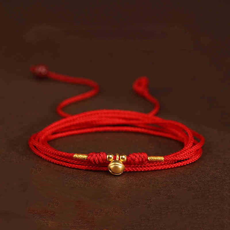 Cadena para el vientre de hilo rojo de oro macizo 999 con piedra de Buda