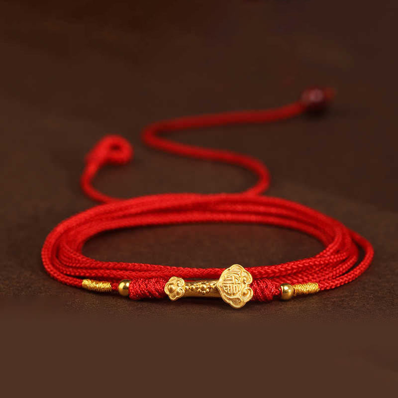Cadena para el vientre de hilo rojo de oro macizo 999 con piedra de Buda