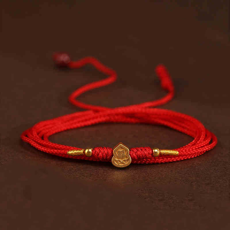 Cadena para el vientre de hilo rojo de oro macizo 999 con piedra de Buda