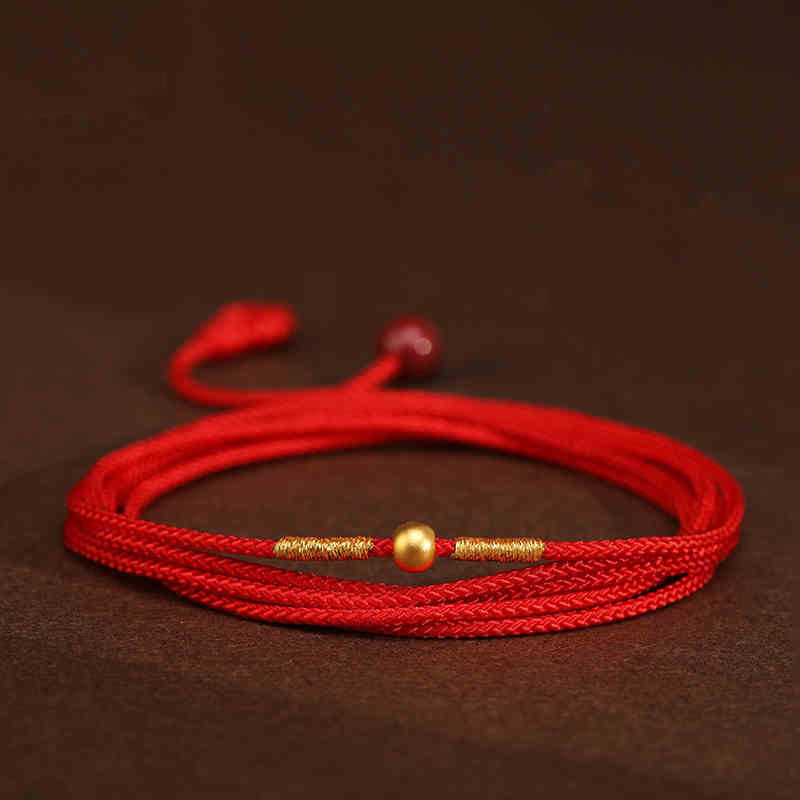 Cadena para el vientre de hilo rojo de oro macizo 999 con piedra de Buda