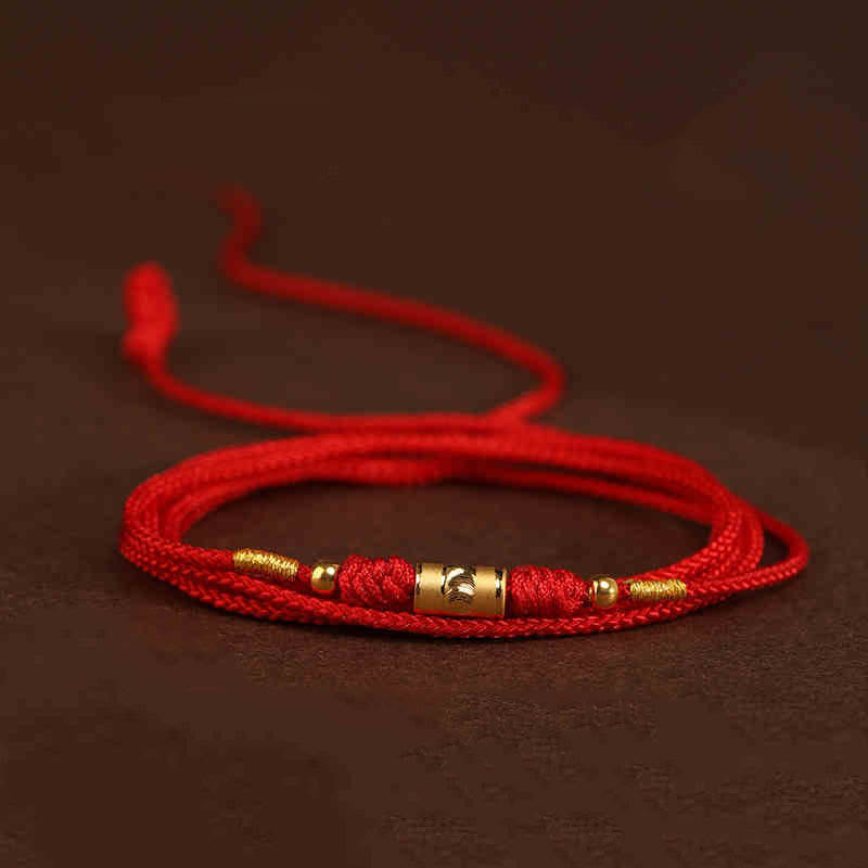 Cadena para el vientre de hilo rojo de oro macizo 999 con piedra de Buda